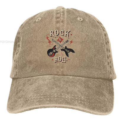 Rock N Roll Multicolor Hat Peaked Women's Cap Guitar Lovers Personalized Visor Protection Hats