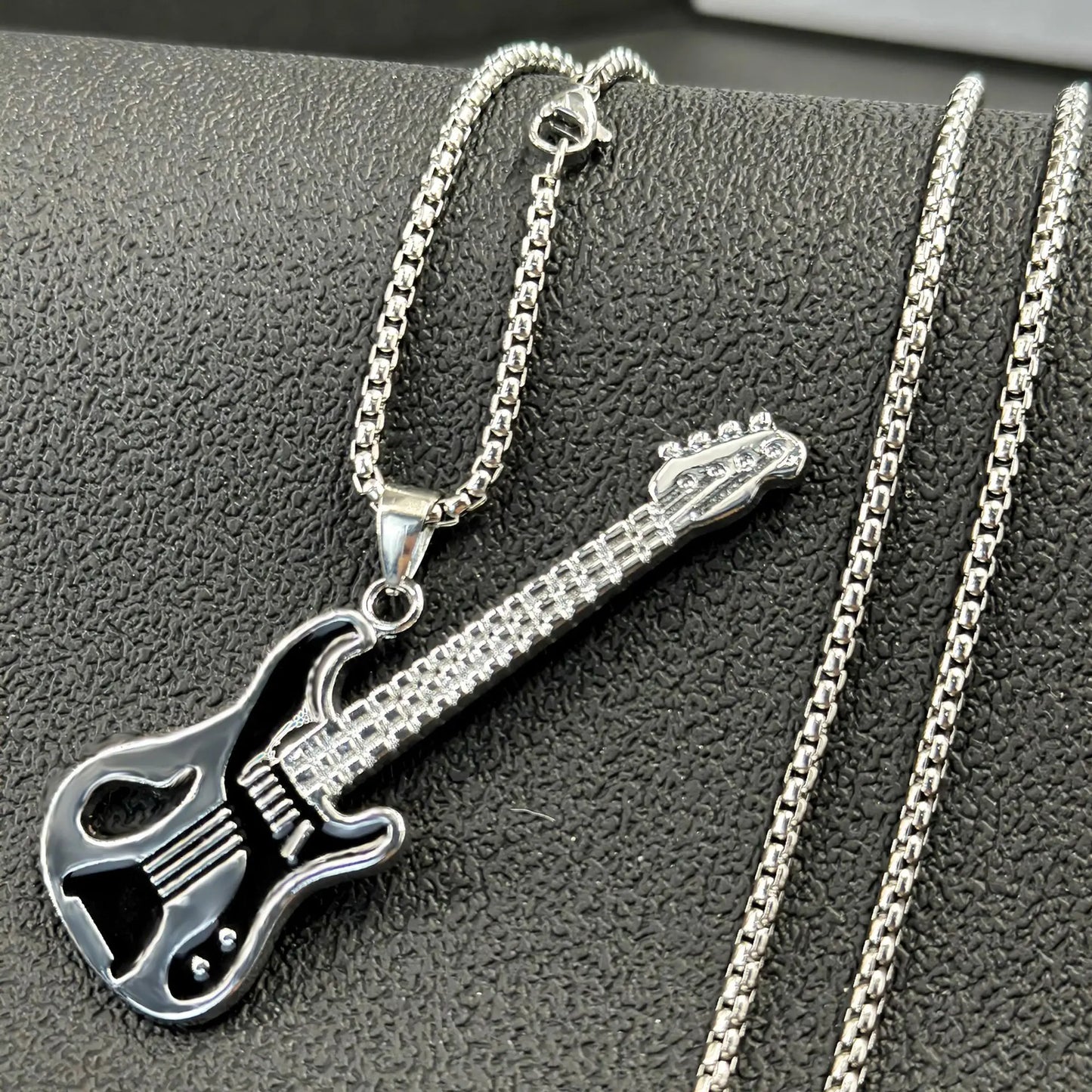 Punk Guitar Pendant Necklace – Stainless Steel Rock / Hip-Hop Music Jewelry (Unisex)