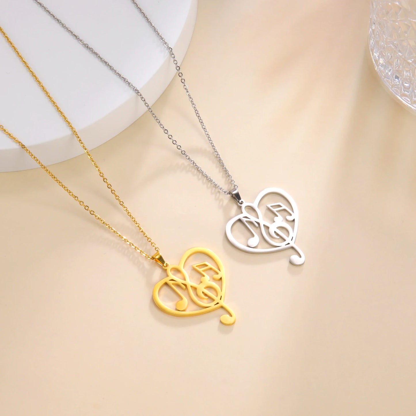 Note Treble Musical G Clef Symbol Necklace Music Heart Chain Gift For Woman Men Girl Stainless Steel Pendant Fashion Jewelry