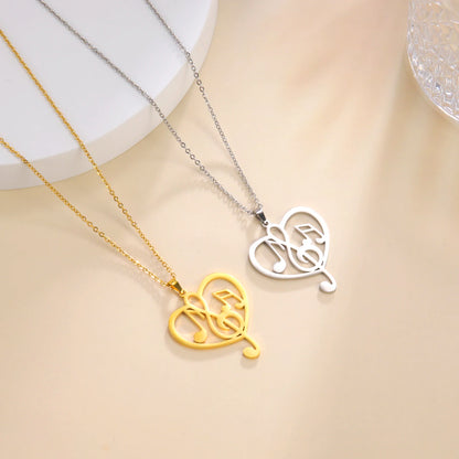 Note Treble Musical G Clef Symbol Necklace Music Heart Chain Gift For Woman Men Girl Stainless Steel Pendant Fashion Jewelry