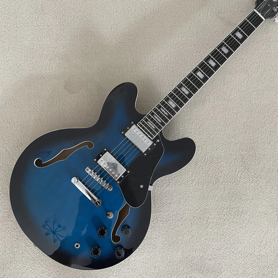 Made in China, hollow jazz electric guitar, Chrome Hardware, HH pickup, maple guitar body, free delivery