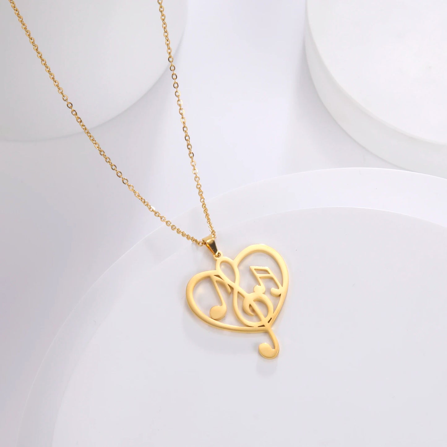 Note Treble Musical G Clef Symbol Necklace Music Heart Chain Gift For Woman Men Girl Stainless Steel Pendant Fashion Jewelry