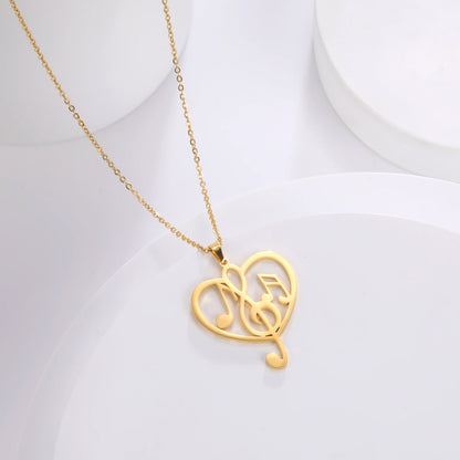 Note Treble Musical G Clef Symbol Necklace Music Heart Chain Gift For Woman Men Girl Stainless Steel Pendant Fashion Jewelry