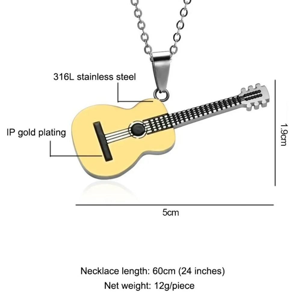 Unisex Guitar Pendant Necklace – Punk / Biker Music Statement Jewelry