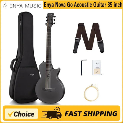 Enya Nova Go 35″ Carbon‑Fiber Travel Guitar (With Beginner Kit and Gig Bag)