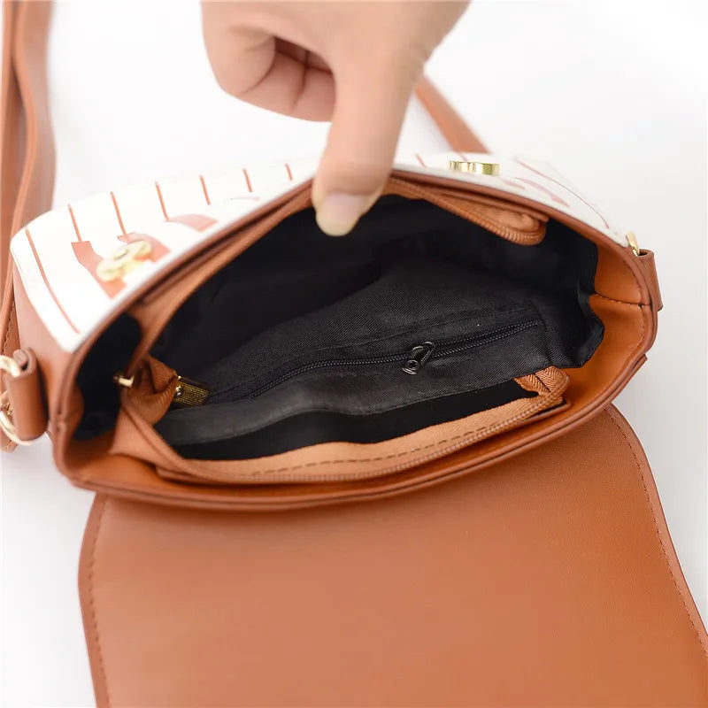 Korean Piano Design Women's Shoulder Bag PU Leather Messenger Handbag Fashion Crossbody with Coin Pocket