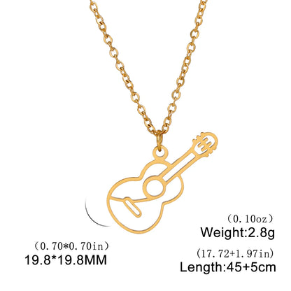 Unift Music Note Treble Clef Guitar Necklaces for Women Stainless Steel Pendant Trendy Music Jewelry Musician Violin Neck Chain