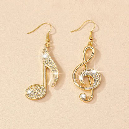 Dangle Earrings Personality Exaggerate Rhinestone Jewelry Women Musical Note Pendant Exquisite Trend Fashion Party Gifts RG0103