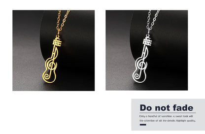 Unift Music Note Treble Clef Guitar Necklaces for Women Stainless Steel Pendant Trendy Music Jewelry Musician Violin Neck Chain