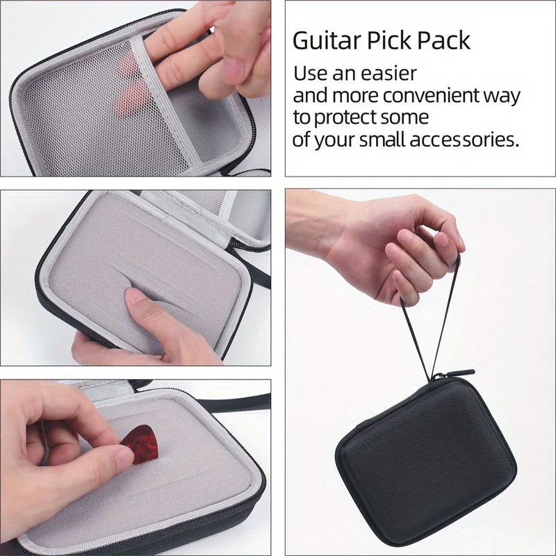 Portable Guitar Pick Holder Case – EVA Storage Pouch with Pick Slots & Accessories Pocket