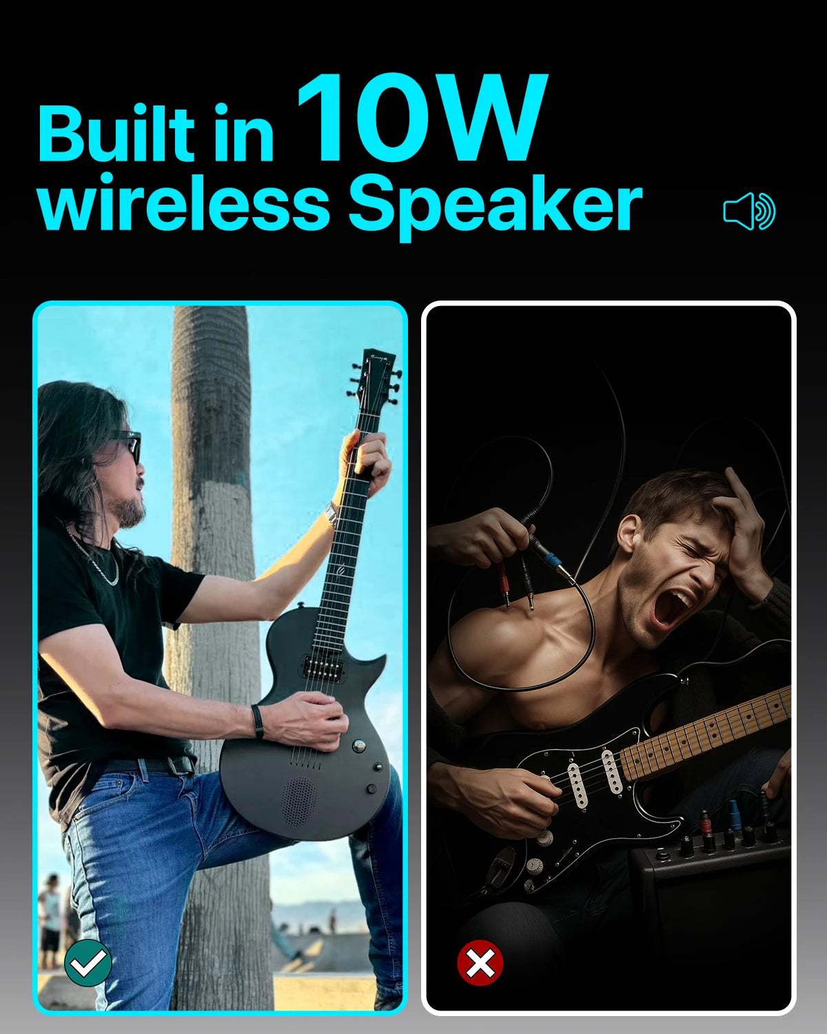 Enya Nova Go Sonic Carbon-Fiber Smart Electric Guitar – Built-In 10 W Speaker & On-Board Effects