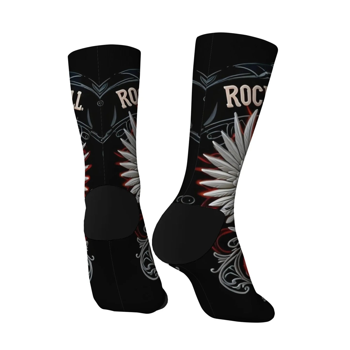 Rock Rolling Guitar Men's Socks Harajuku Style Fashion Retro Casual Socks Crazy Party Gift Street Hip Hop Novelty Funny Socks