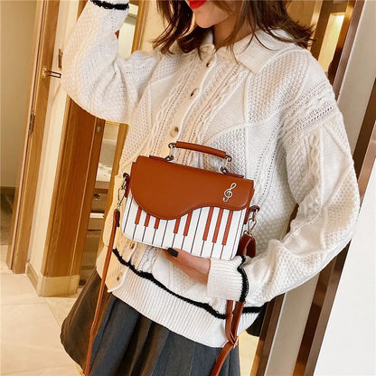 Korean Piano Design Women's Shoulder Bag PU Leather Messenger Handbag Fashion Crossbody with Coin Pocket