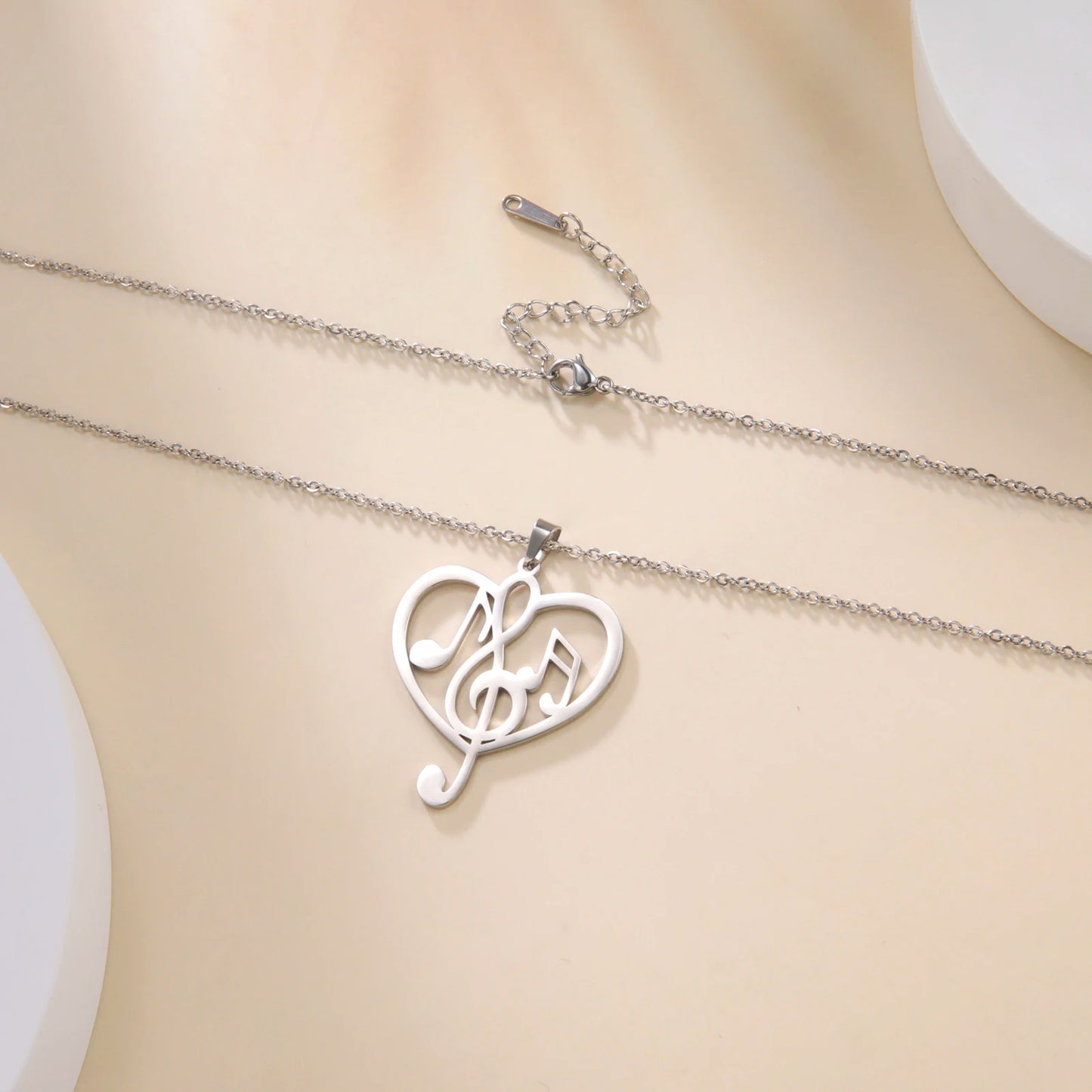 Note Treble Musical G Clef Symbol Necklace Music Heart Chain Gift For Woman Men Girl Stainless Steel Pendant Fashion Jewelry