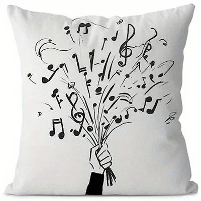 Home Decor Music Notes Pattern Pillowcase for Home Decor Pattern Cushion Cover Suitable for Sofa Bedroom Car Pillow Cover