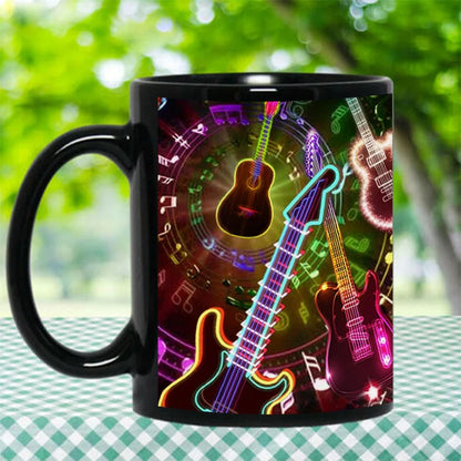 Dropshipping Black Ceramic Guitar Coffee Mug, Milk Tea Cup, Beer Cups and Mugs, Surprised Gift For Friends