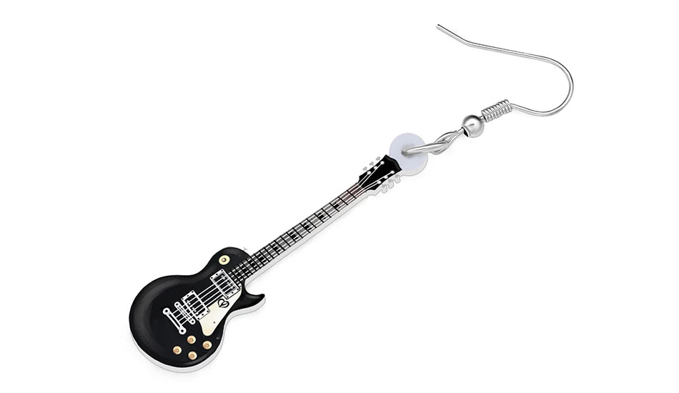 Bonsny Acrylic Anime Guitar Dangle Earrings Musical Instruments Drop Charms Fashion Jewelry For Women Girls Teens Gift Accessory