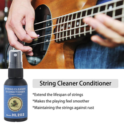 Guitar Cleaning Kit All IN ONE fretboard Lemon Oil Polish String Cleaner Guitar string winder for Guitar Cleaning Maintenance