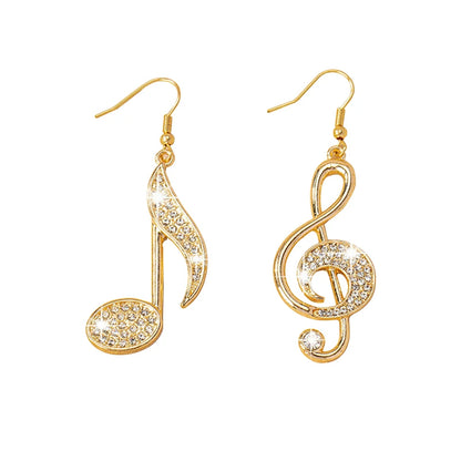 Dangle Earrings Personality Exaggerate Rhinestone Jewelry Women Musical Note Pendant Exquisite Trend Fashion Party Gifts RG0103
