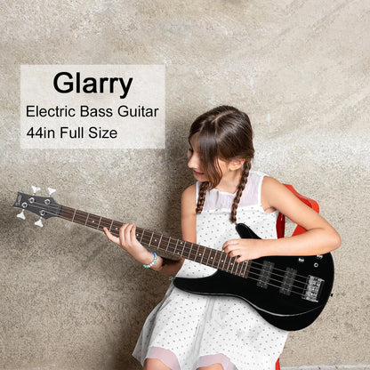 44 Inch GIB 4 String H-H Pickup Laurel Wood Fingerboard Electric Bass Guitar with Bag and other Accessories Black