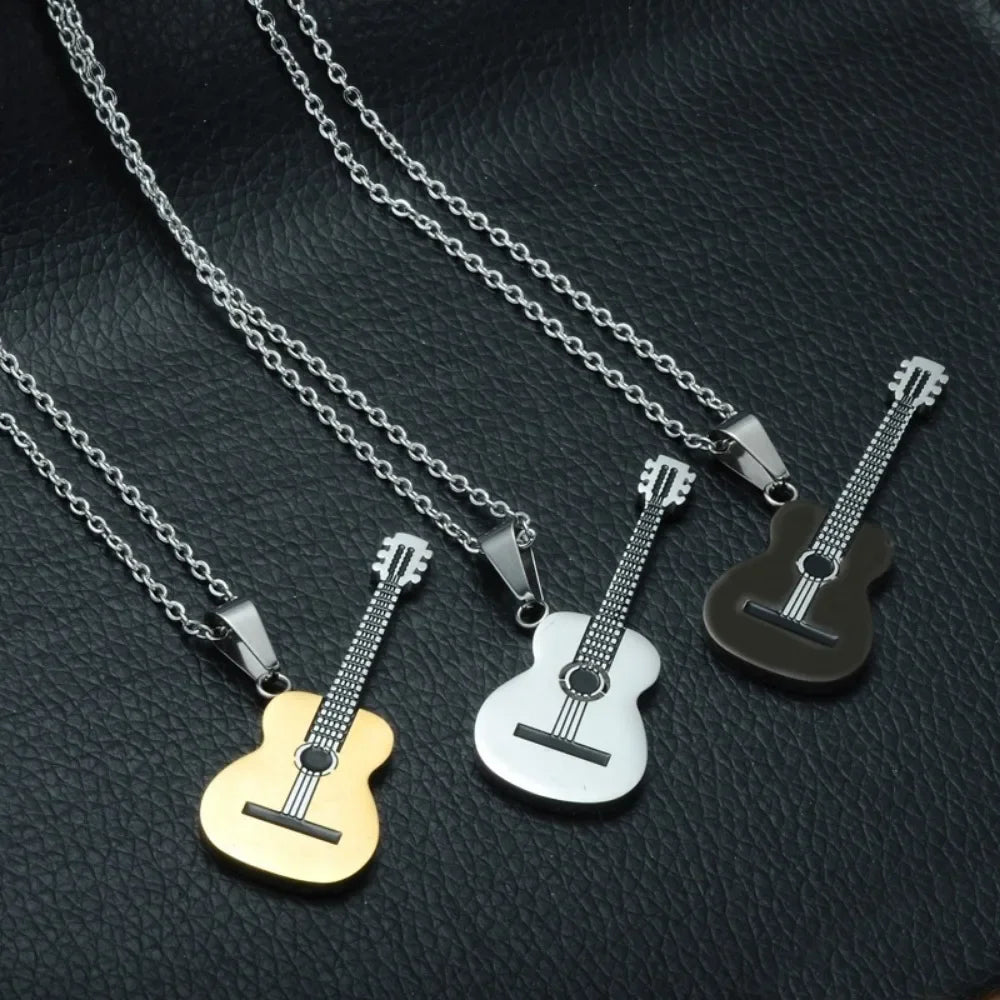 Unisex Guitar Pendant Necklace – Punk / Biker Music Statement Jewelry
