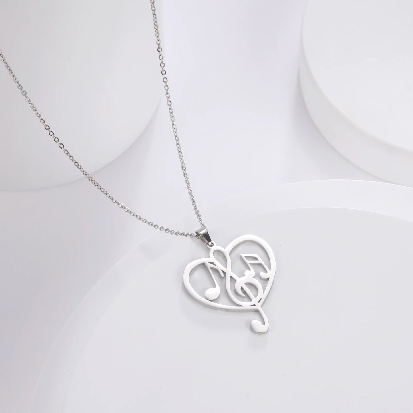 Note Treble Musical G Clef Symbol Necklace Music Heart Chain Gift For Woman Men Girl Stainless Steel Pendant Fashion Jewelry