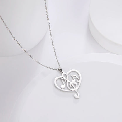 Note Treble Musical G Clef Symbol Necklace Music Heart Chain Gift For Woman Men Girl Stainless Steel Pendant Fashion Jewelry