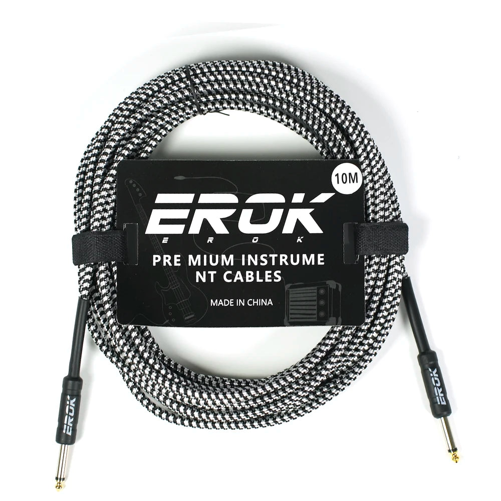 EROK 3/6/10M Guitar Audio Cable 6.35mm Plug No Noise Audio Wire Cord Musical Instrument Accessories Parts for Bass