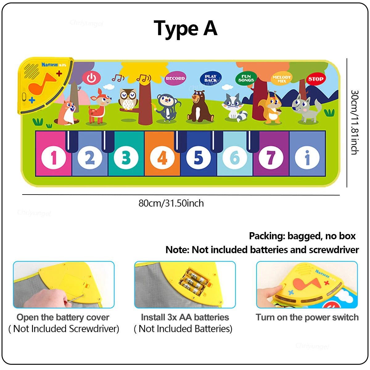 Piano Mat for Kids Kids Toddlers Floor Keyboard Dance Mat Baby Fitness Play Animal Music Blanket Instrument Toys Girl Boy Gift