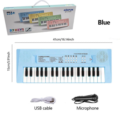 37-Key Rechargeable Electronic Piano Keyboard + Mic – Educational Music Toy for Kids