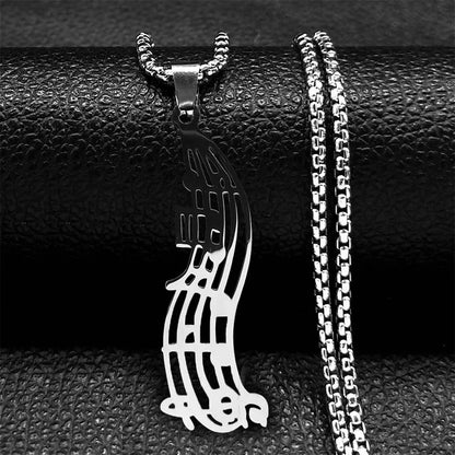 Musical-Note Hollow Pendant Necklace – Stainless Steel Piano-Keys & Music Symbol Jewelry