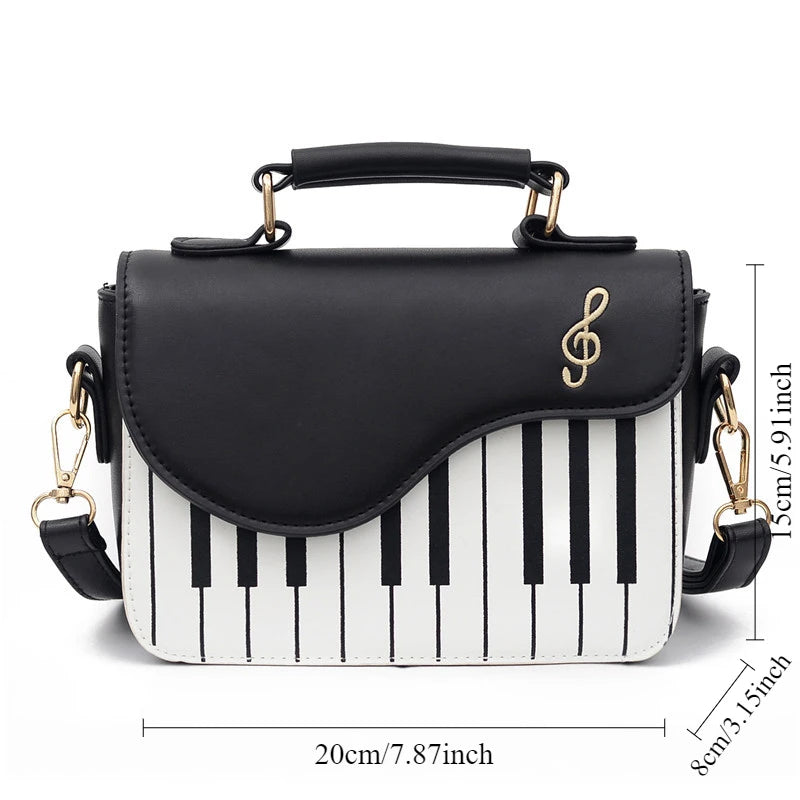 Korean Piano Design Women's Shoulder Bag PU Leather Messenger Handbag Fashion Crossbody with Coin Pocket