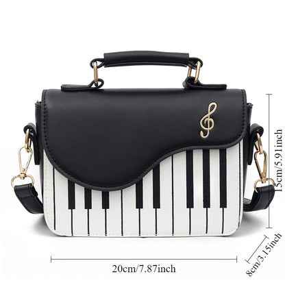 Korean Piano Design Women's Shoulder Bag PU Leather Messenger Handbag Fashion Crossbody with Coin Pocket