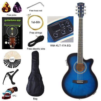 Thin-Body Acoustic-Electric Guitar Bundle – Beginner Guitar with Free Gig Bag & Extra Strings