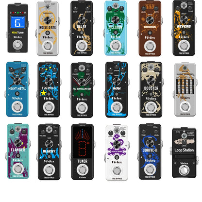 VIVLEX-Guitar Pedals Super Effects, Pedal Tuner, Overdrive Delay, Reverb Distortion, Fuzz Noise Gate, Flanger Metal Zone, Blues
