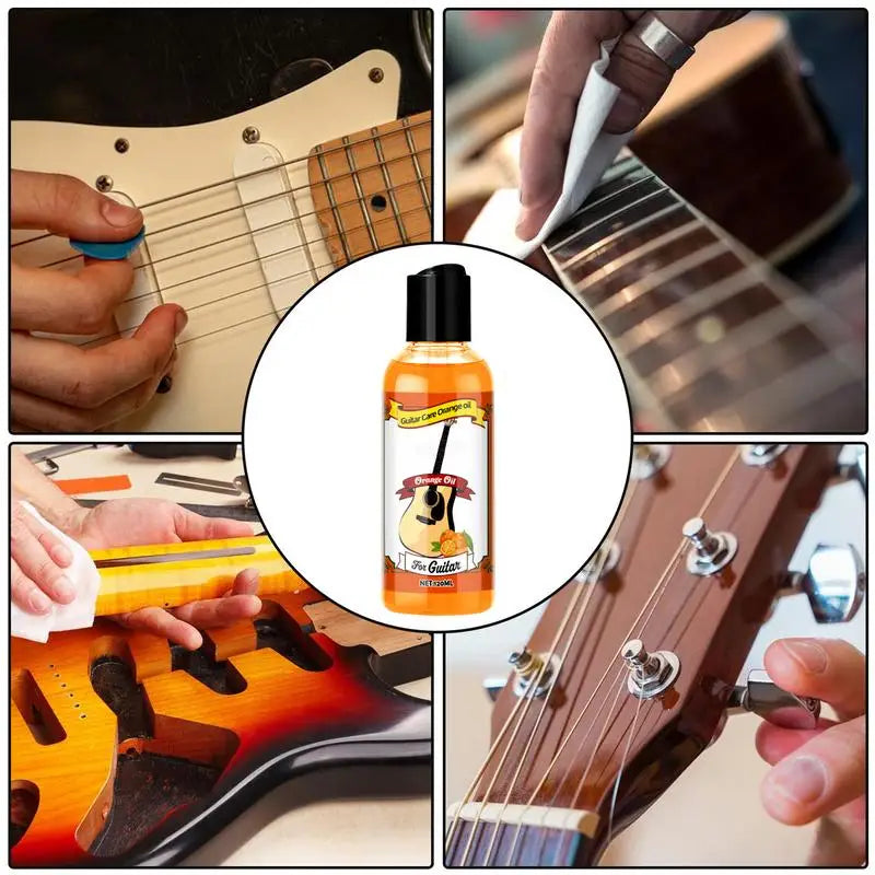 Fretboard Conditioner Guitar Care Oil Cleaner Polish Kit 120ml Polishing Oil Portable Guitar Care Orange Oil with Cleaning Cloth