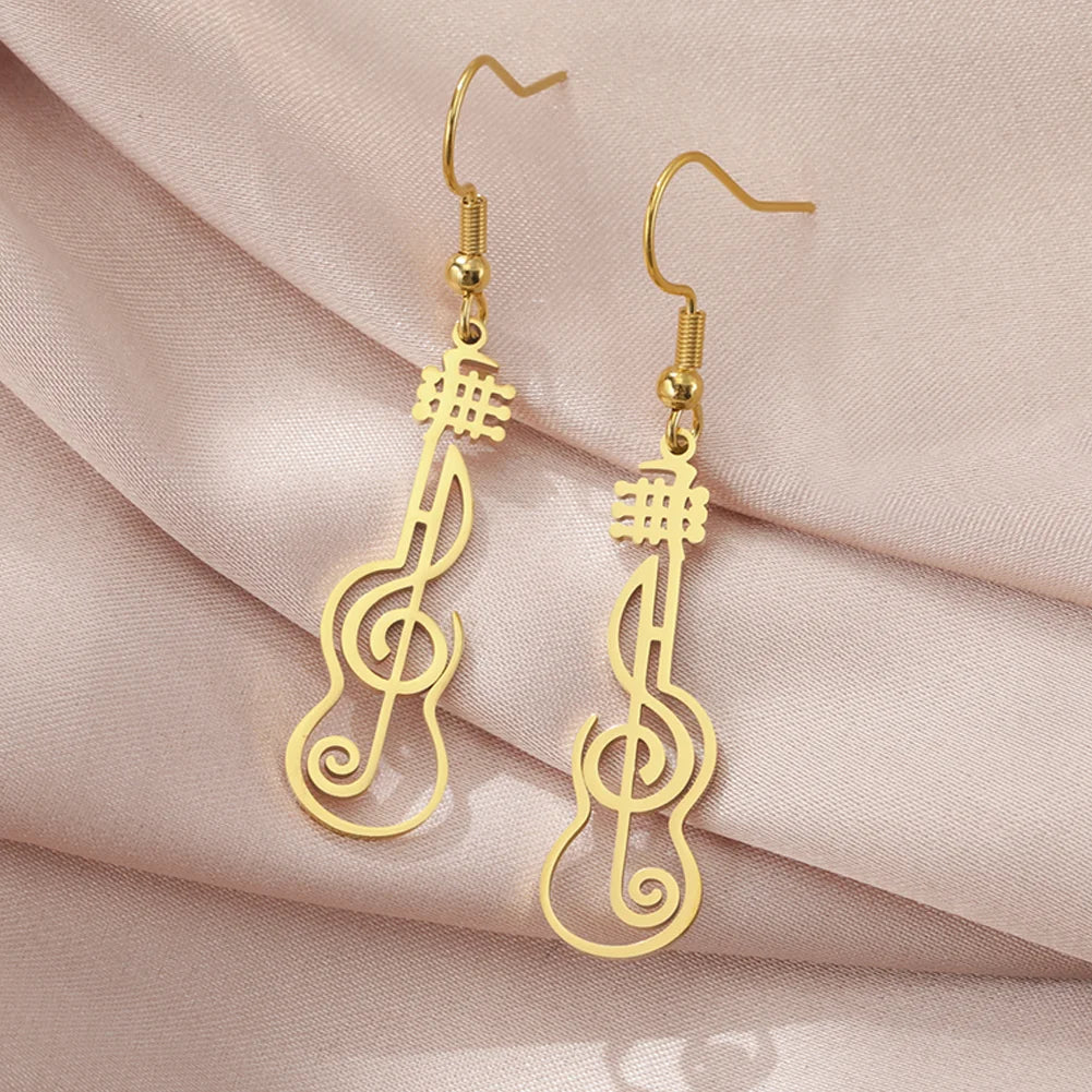 Unift Music Note Treble Clef Guitar Necklaces for Women Stainless Steel Pendant Trendy Music Jewelry Musician Violin Neck Chain