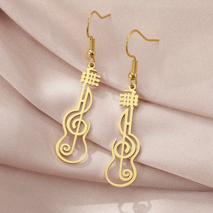 Unift Music Note Treble Clef Guitar Necklaces for Women Stainless Steel Pendant Trendy Music Jewelry Musician Violin Neck Chain