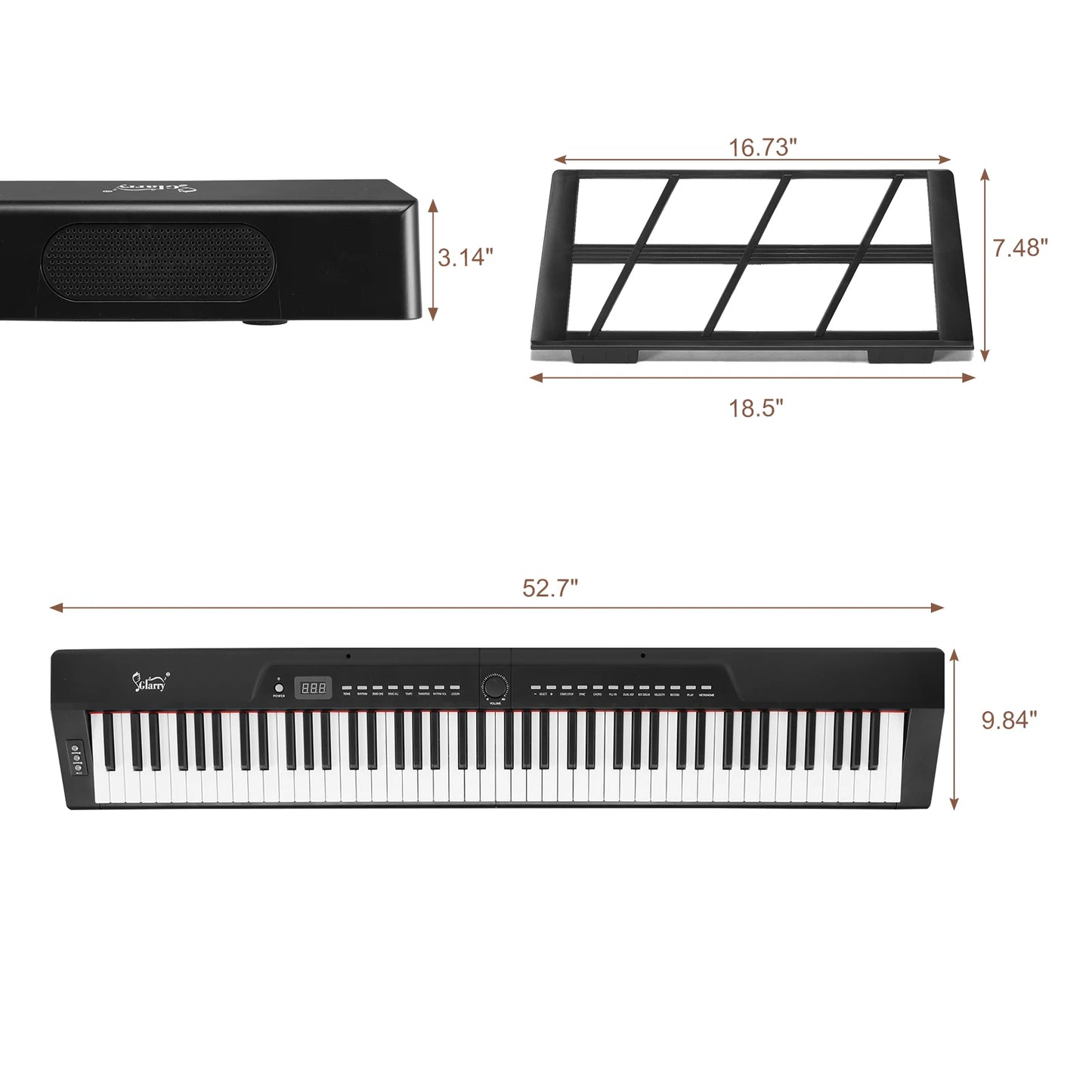 Semi-Weighted 88 Key Full Size Standard Keyboards Digital Piano with Dual-tube X-Shape Stand, MIDI Bluetooth, Headphone