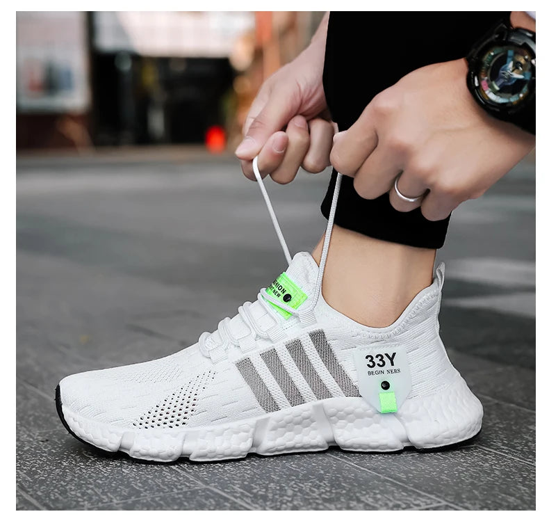 Breathable Mesh Men Shoes Trendy Lightweight Walking Flats Plus Size Male Tennis Sneakers Outdoor Running Fitness Shoes 2024