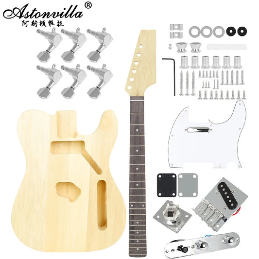 DIY Electric Guitar  Assembled Kit Set 6 Strings 22 Frets Maple Wood Guitar Electric Guitar Hand-assembled Parts Accessory Set