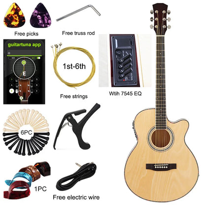 Thin-Body Acoustic-Electric Guitar Bundle – Beginner Guitar with Free Gig Bag & Extra Strings
