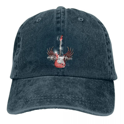 Rock Star Wing Baseball Cap Men Cowboy Hats Women Visor Protection Snapback Guitar Rock Caps