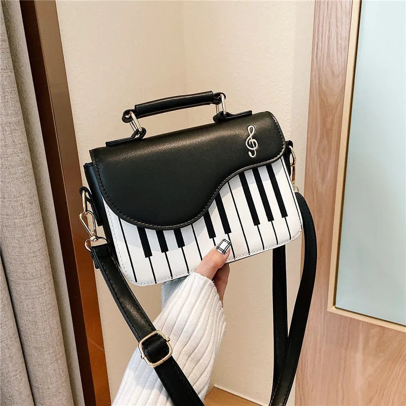 Korean Piano Design Women's Shoulder Bag PU Leather Messenger Handbag Fashion Crossbody with Coin Pocket