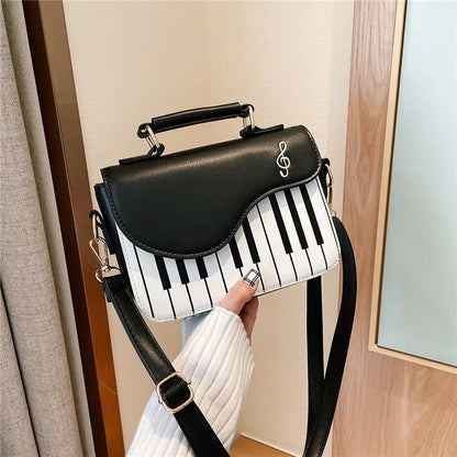 Korean Piano Design Women's Shoulder Bag PU Leather Messenger Handbag Fashion Crossbody with Coin Pocket