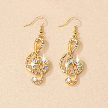 Dangle Earrings Personality Exaggerate Rhinestone Jewelry Women Musical Note Pendant Exquisite Trend Fashion Party Gifts RG0103