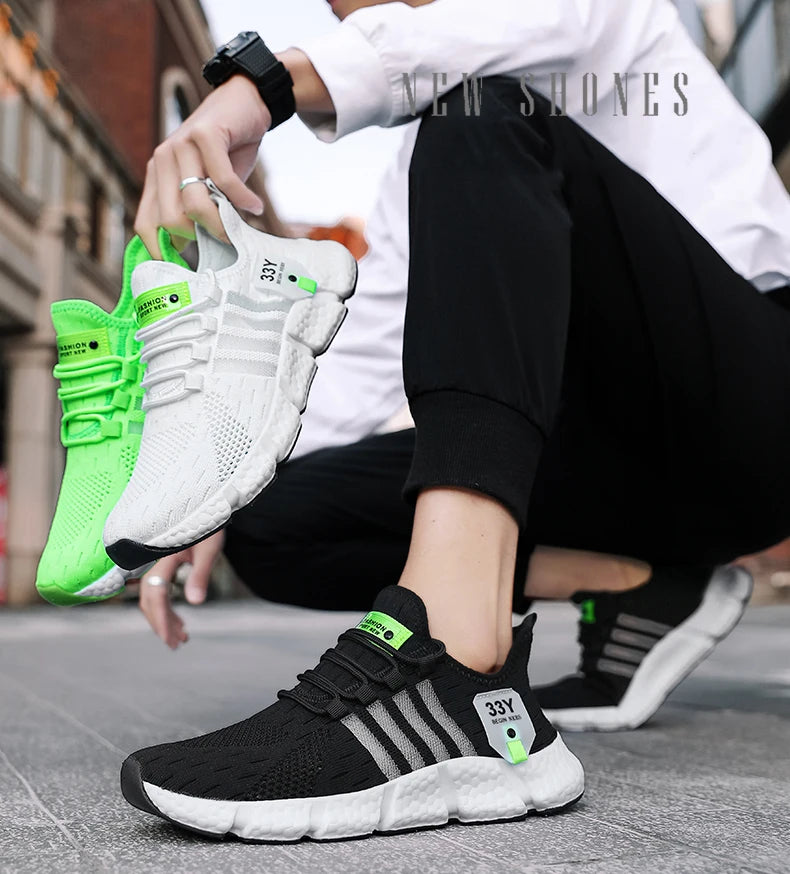 Breathable Mesh Men Shoes Trendy Lightweight Walking Flats Plus Size Male Tennis Sneakers Outdoor Running Fitness Shoes 2024