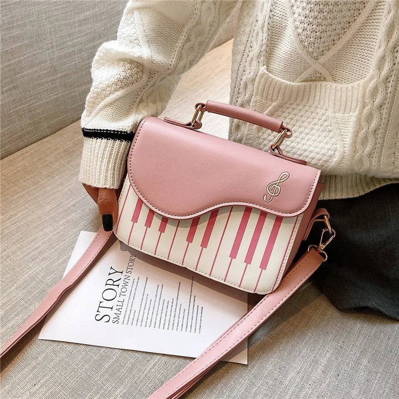 Korean Piano Design Women's Shoulder Bag PU Leather Messenger Handbag Fashion Crossbody with Coin Pocket