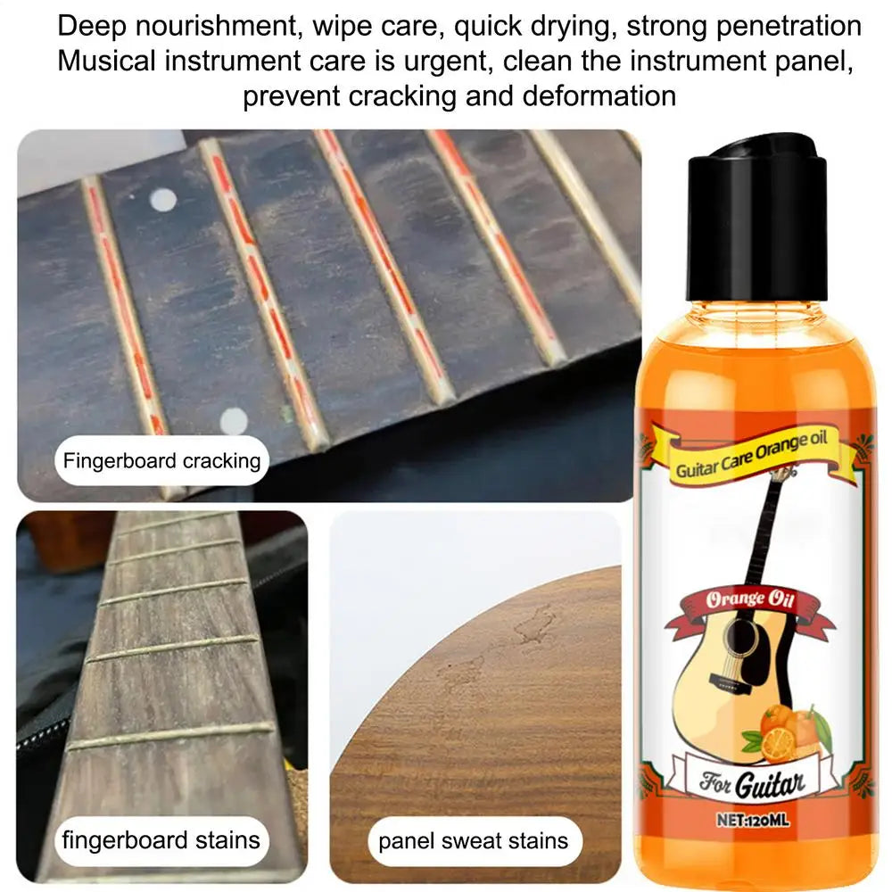 Fretboard Conditioner Guitar Care Oil Cleaner Polish Kit 120ml Polishing Oil Portable Guitar Care Orange Oil with Cleaning Cloth