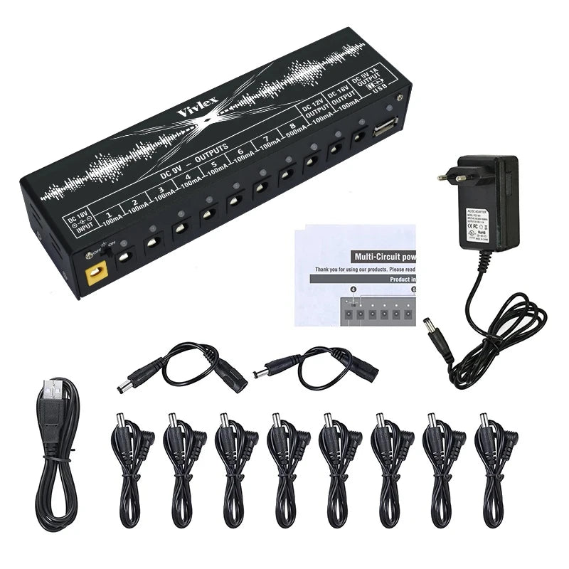 VIVLEX-Guitar Pedals Super Effects, Pedal Tuner, Overdrive Delay, Reverb Distortion, Fuzz Noise Gate, Flanger Metal Zone, Blues